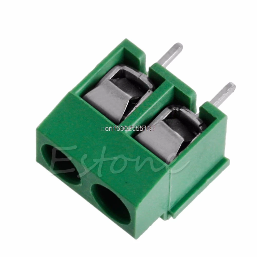 

2pcs 300V 10A 2P Male PCB Screw Terminal Block Connector 5mm Green Pitch
