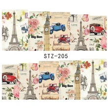 1 лист, Винтажный дизайн в Парижском Стиле, переводные наклейки для ногтей, переводные наклейки для красоты, Полные Обертывания, инструменты для украшения маникюра, BESTZ205
