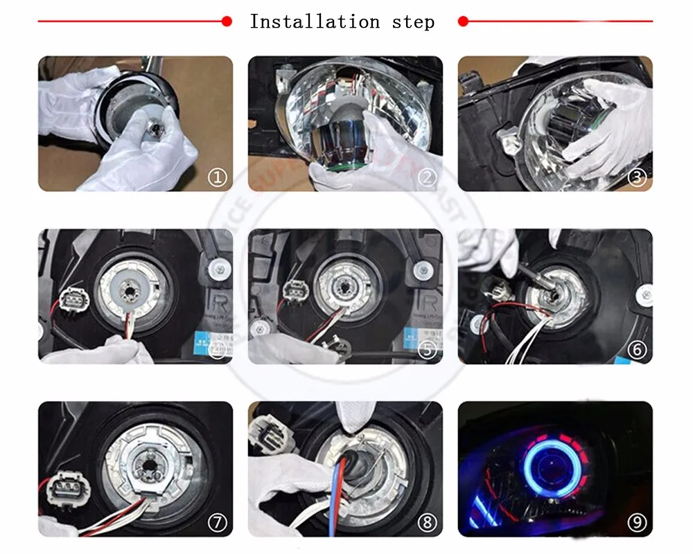 2,0 дюймов Мини h1 мотоцикл проектор Объектив с двумя светодиодными ангельскими глазами DRL halo кольца белый с красным синий для h1 h4 h7 модифицированный автомобиль