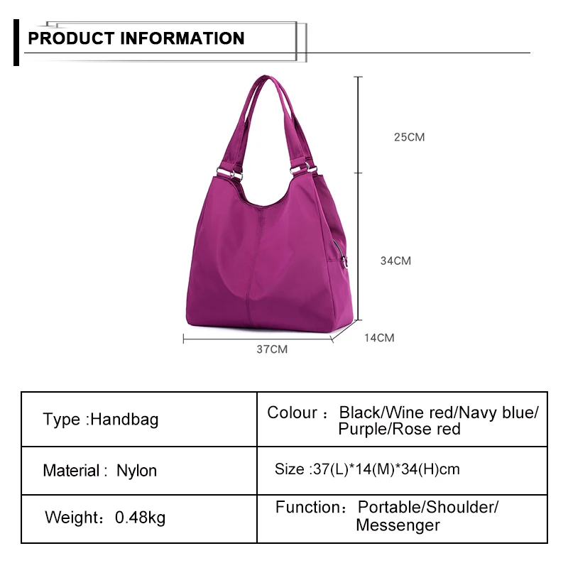 Elegant Female Oxford Handbags Women's Messenger Bag Large Capacity Travel Storage Multifunction La