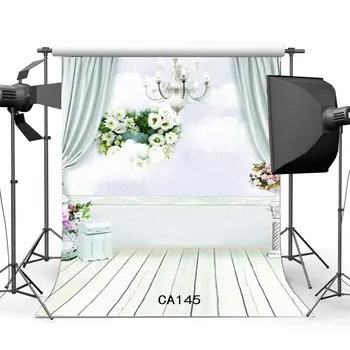 

Photography Backdrops European Fancy Interior Wreathered Stripe Wood Floor Cherry Blossom Floral Toddlers Portraits Background