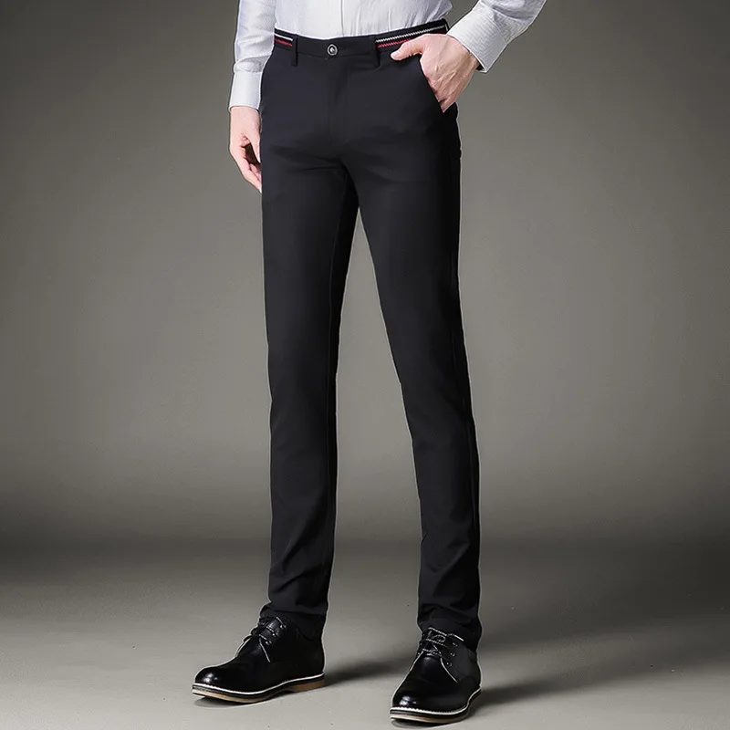 Jbersee Для мужчин Брюки Формальные Брюки для девочек Slim Fit Брюки Бизнес Повседневное свадебные мужские черные Мужская одежда Мотобрюки духи masculino