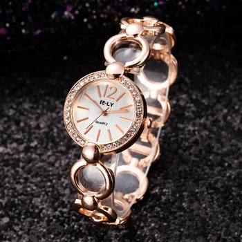 

2020 New Luxury Rhinestone Women Watch Rose Gold Dial Girls Lady Elegant Dress Wristwatch Zegarek Damski