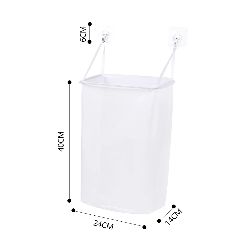 Laundry Basket Hamper Multifunctional Punch Free Home Wall Hanging Storage Washing Clothes Foldable Adhesive Hook Organizer Mesh