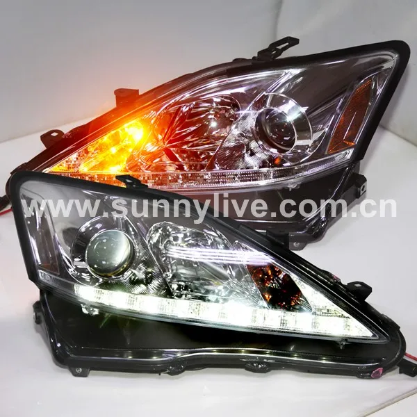 2006 to 2012 Year for Lexus IS250 LED Headlights Front lamp Silver