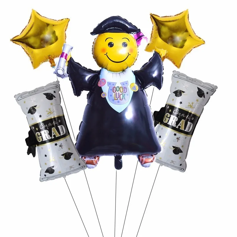 

5pcs Graduation Foil Balloons Graduation Cartoon Gift Globos Back To School Decorations Congratulation Graduation 2019 Supplies