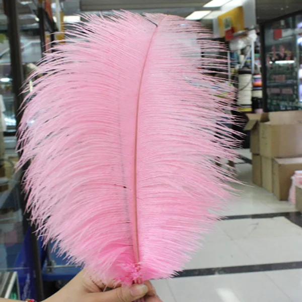 Розовые перья страуса 15-75 см 6-30 дюймов карнавал вечерние свадебные украшения естественно страусиных перьев для ремесла plumes - Цвет: Pink 35to40cm