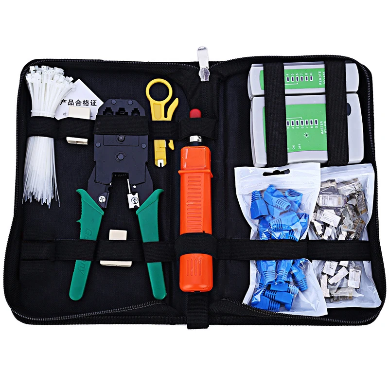 

Network Computer Maintenance Repair Tool Kit Cable Tester Cross Flat Screwdriver Crimper Plier Rj45 Cat5 Cat5e Connector Plug