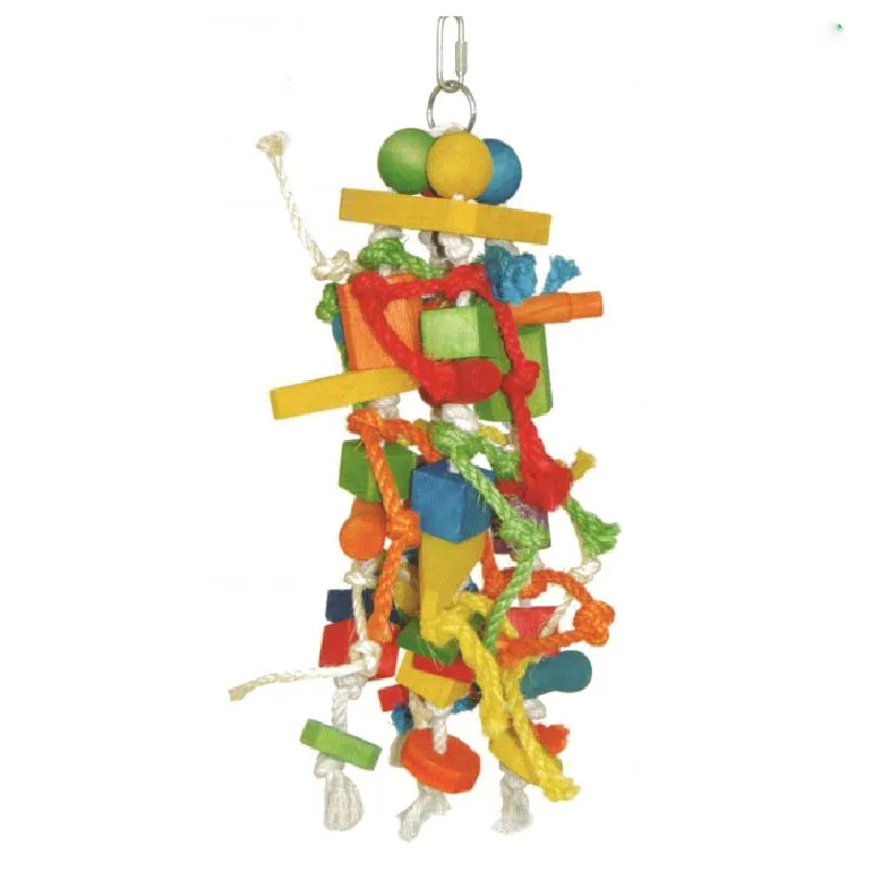 

Wood bird toys Handcraft Non-toxic eco-friendly Colorful Bird Toy small and medium parrots Toys with beads can be bite