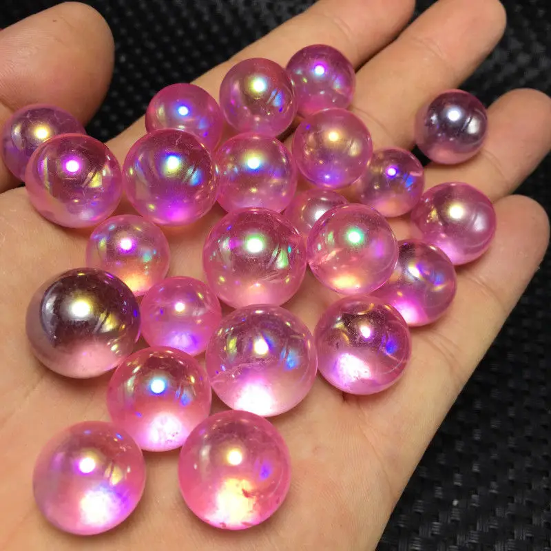 

100g pink Aura Quartz Crystal Titanium Bismuth Silicon ball Rainbow 15-20pcs