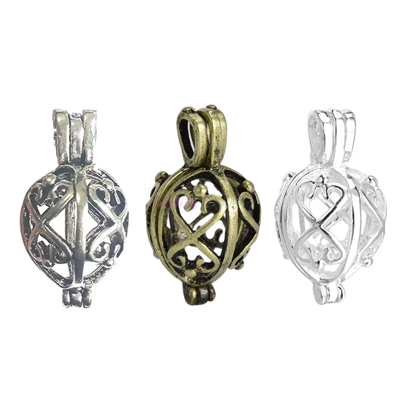 

1pc Mixed Pearl Cage Locket Pendants Vintage Bronze Aromatherapy Mermaid Essential Oil Diffuser Locket For DIY Necklace Jewelry
