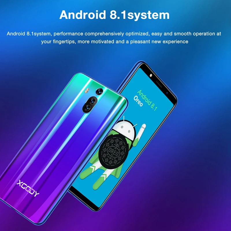 XGODY новый мобильный телефон 3G 6 дюймовый 18:9 смартфон с двумя sim картами Android 8 1 Гб +