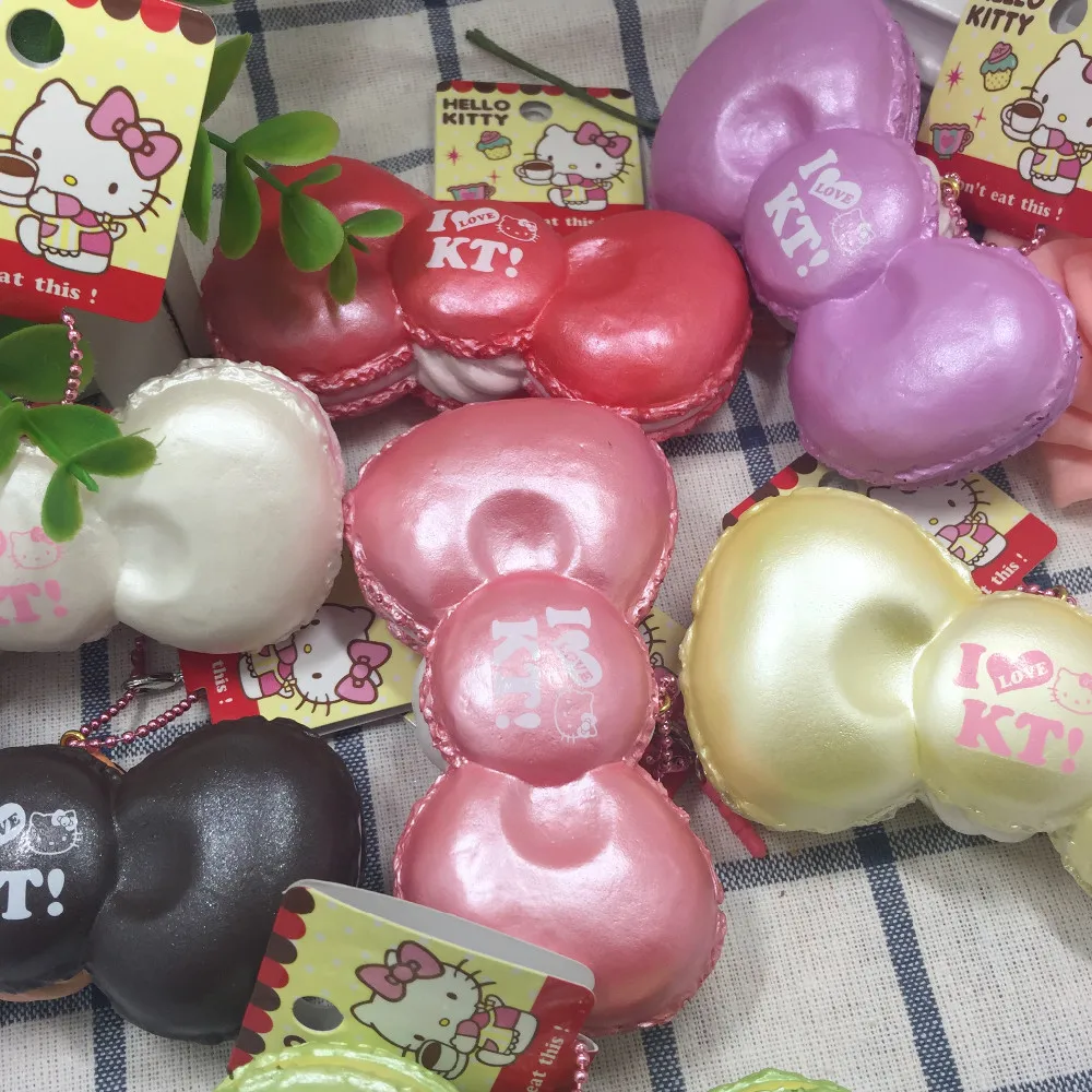 1 шт. милый рисунок «Hello Kitty» лук мягкими игрушками Kuwaii Squishys игрушка сотовый телефон шарм Jumbo Squishies оригинальной посылка (7 видов цветов)