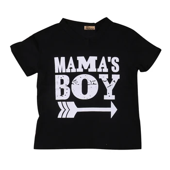 

2018 Kids Mama Boy Printed Tops Mama Baby Boys Short Sleeve Arrow Black Cotton T Shirt Summer Casual Clothing SS