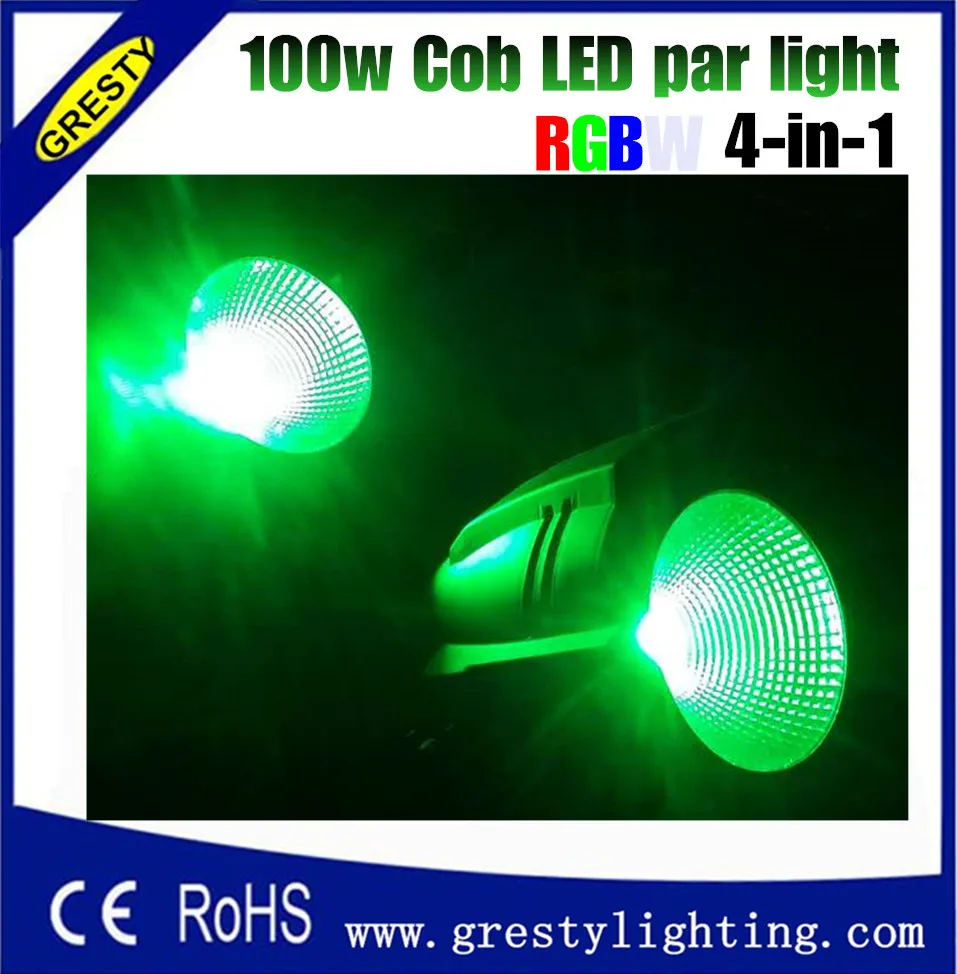 

Freeshipping 4PCS 100W RGBW 4IN1 COB Aluminum Stage Led Par Cans 4/8 Channel DMX/Manual/Sound/Master-slave