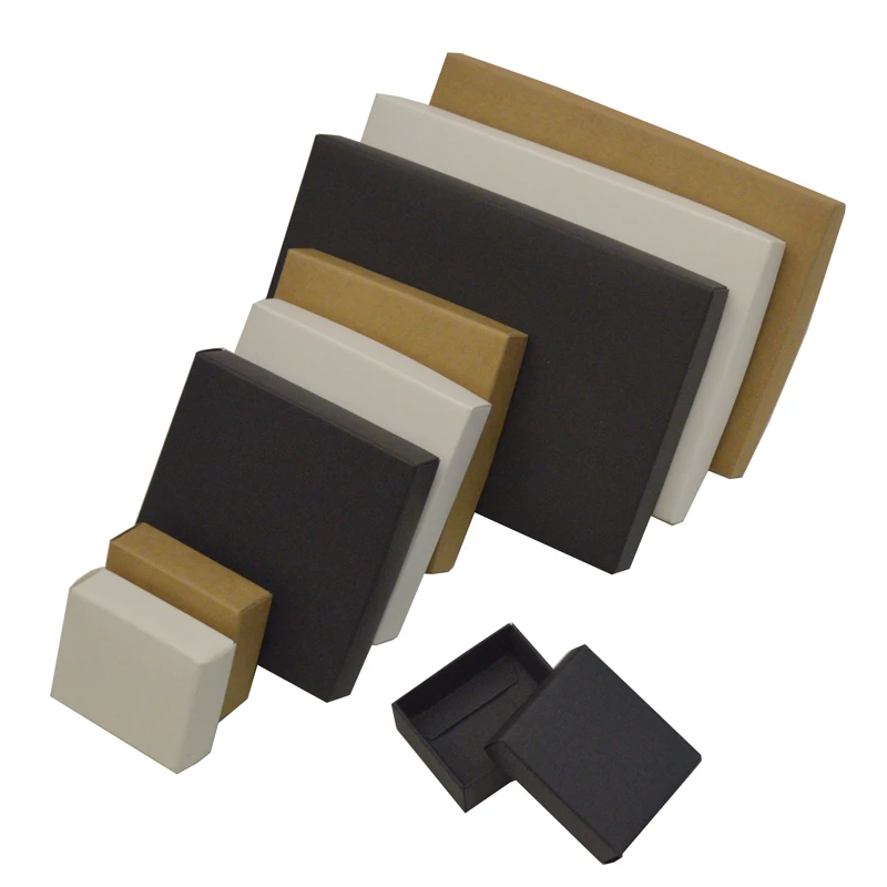 

Sulalin 10pcs Large Gift Box With Cover Small Carton box Kraft Packing Soap Candy Box Lid Black White Paper Boxes For Packaging