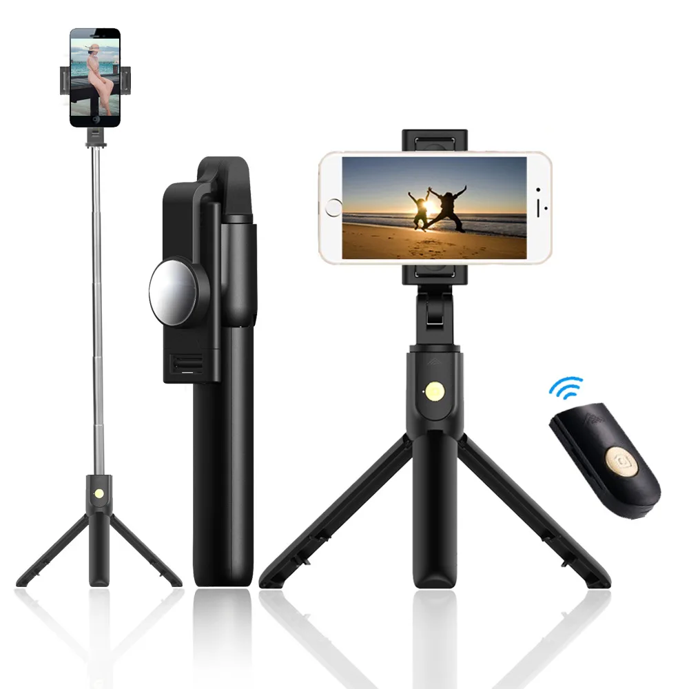 Wireless Bluetooth selfie with one button control photo selfie stick can stretch the length of the self-timer head can be rotate Wireless Bluetooth selfie with one button control photo selfie stick can stretch the length of the self-timer head can be rotate