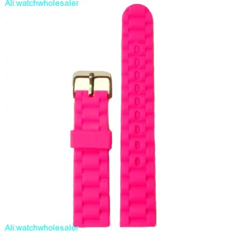 18mm Natural Hot Pink Silicone Jelly Rubber Ladies Watch Band Straps WB1060K18JB