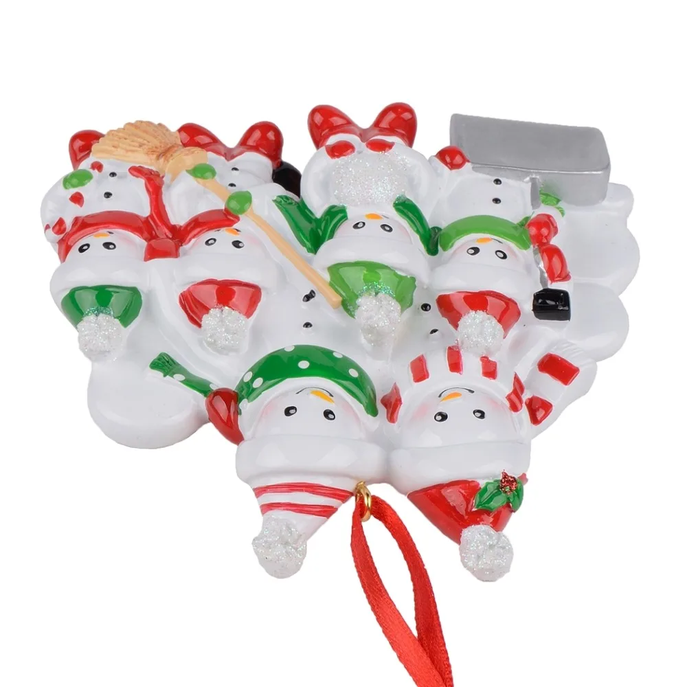 Resin Snowman Family Shovel of 6 Resin Christmas Tree Ornaments Personalized Gifts Home Holiday Decor Miniature Craft Supplies