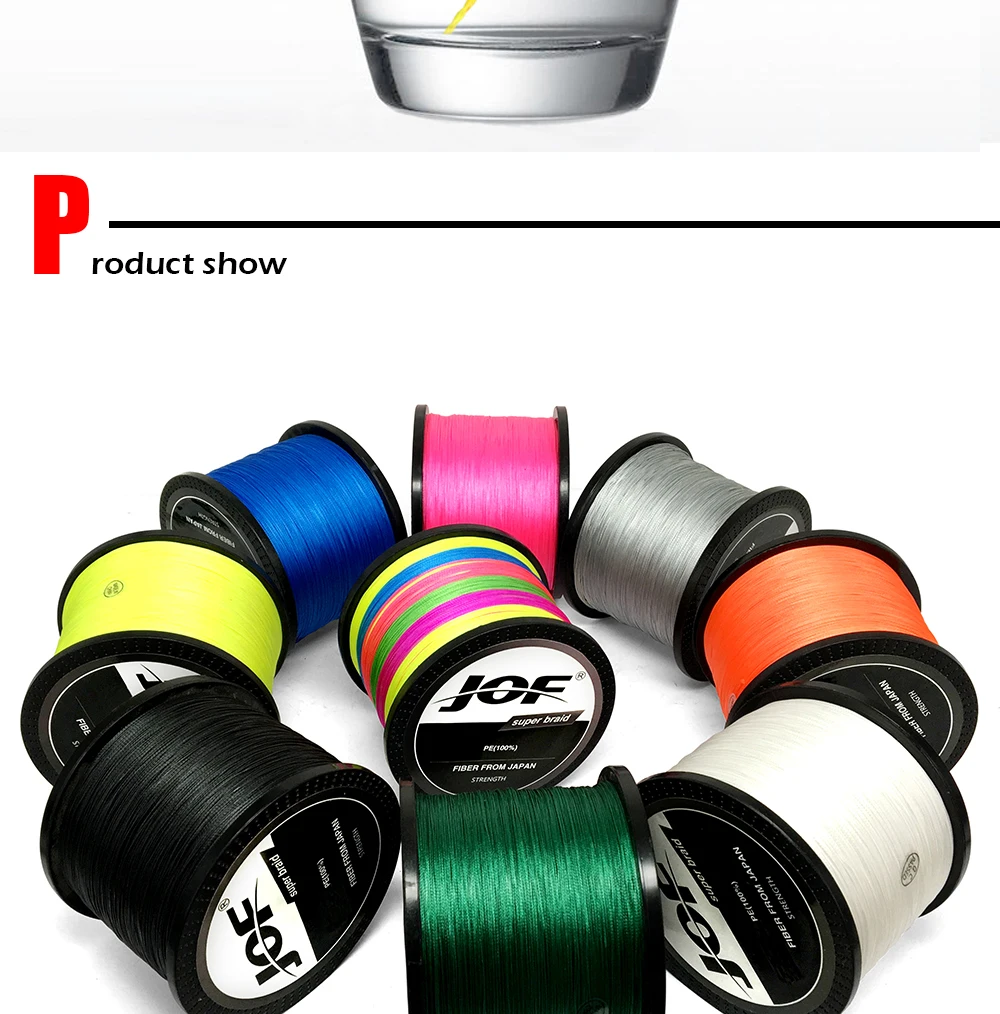 Linha de Pesca Jof Super Strong1000m 8 Vertentes 8weaves pe Multifilament Trançada Corda 22lb 31lb 39lb 43lb 52lb 61lb 78lb 9 Cheap Linhas de pesca