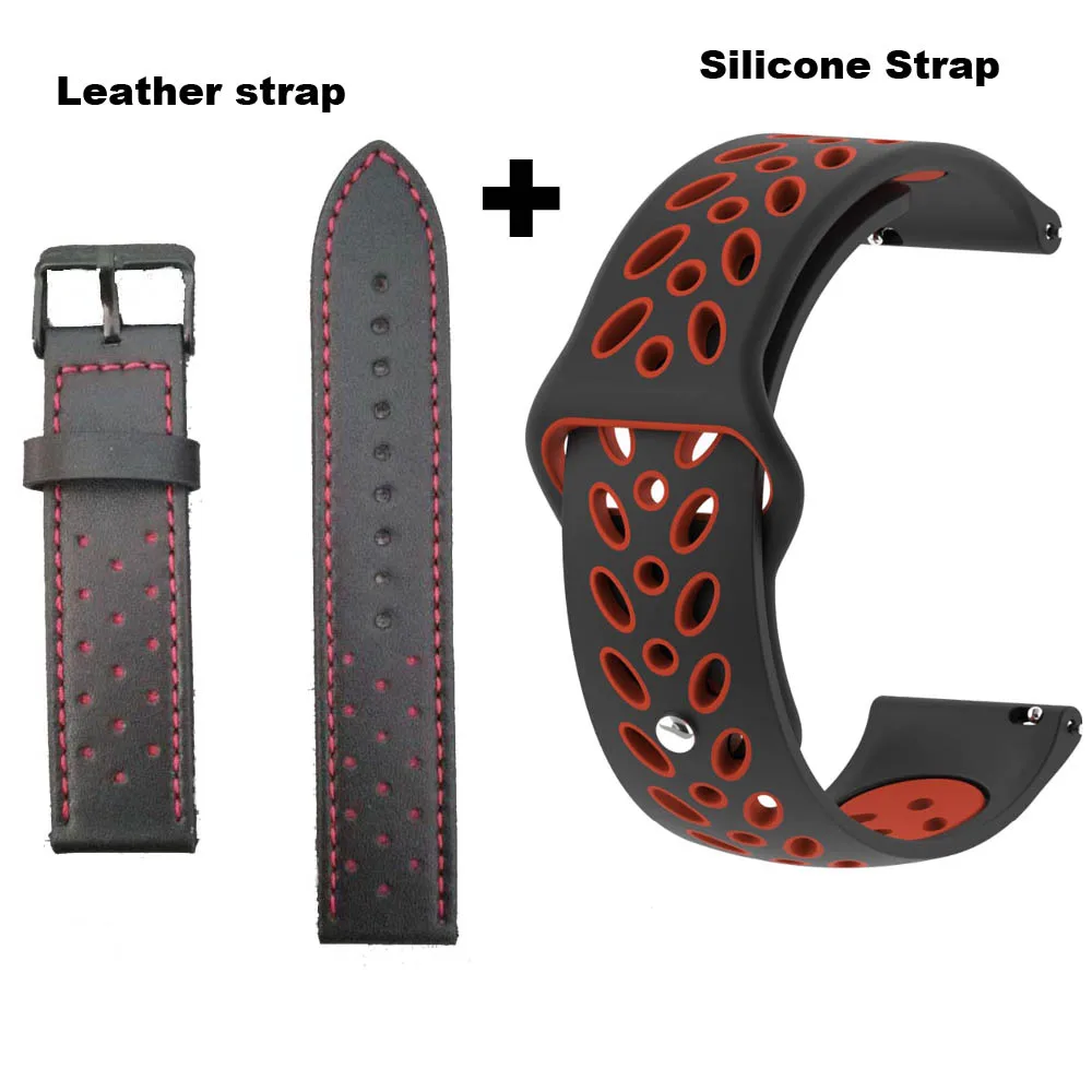 Black-black red Для Xiaomi Huami Amazfit GTS Amazfit Bip Amazfit GTR 42 мм кожаный браслет ремешок силиконовый ремешок для часов 20 мм ширина - Цвет: Black-black red