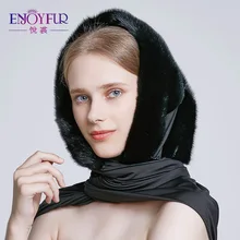 ENJOYFUR Real Mink Fur Hats For Winter Women's Fur Scarf And Caps Thick Warm Elegant Mink Beanies Russia Style