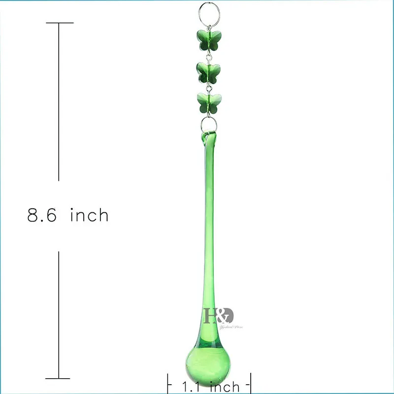 

150mm 10PCS/LOT Green Raindrop Prisms Butterfly Beads Pendants Glass Crystal Chandelier Lamp Parts Suncatcher Wedding Decoration