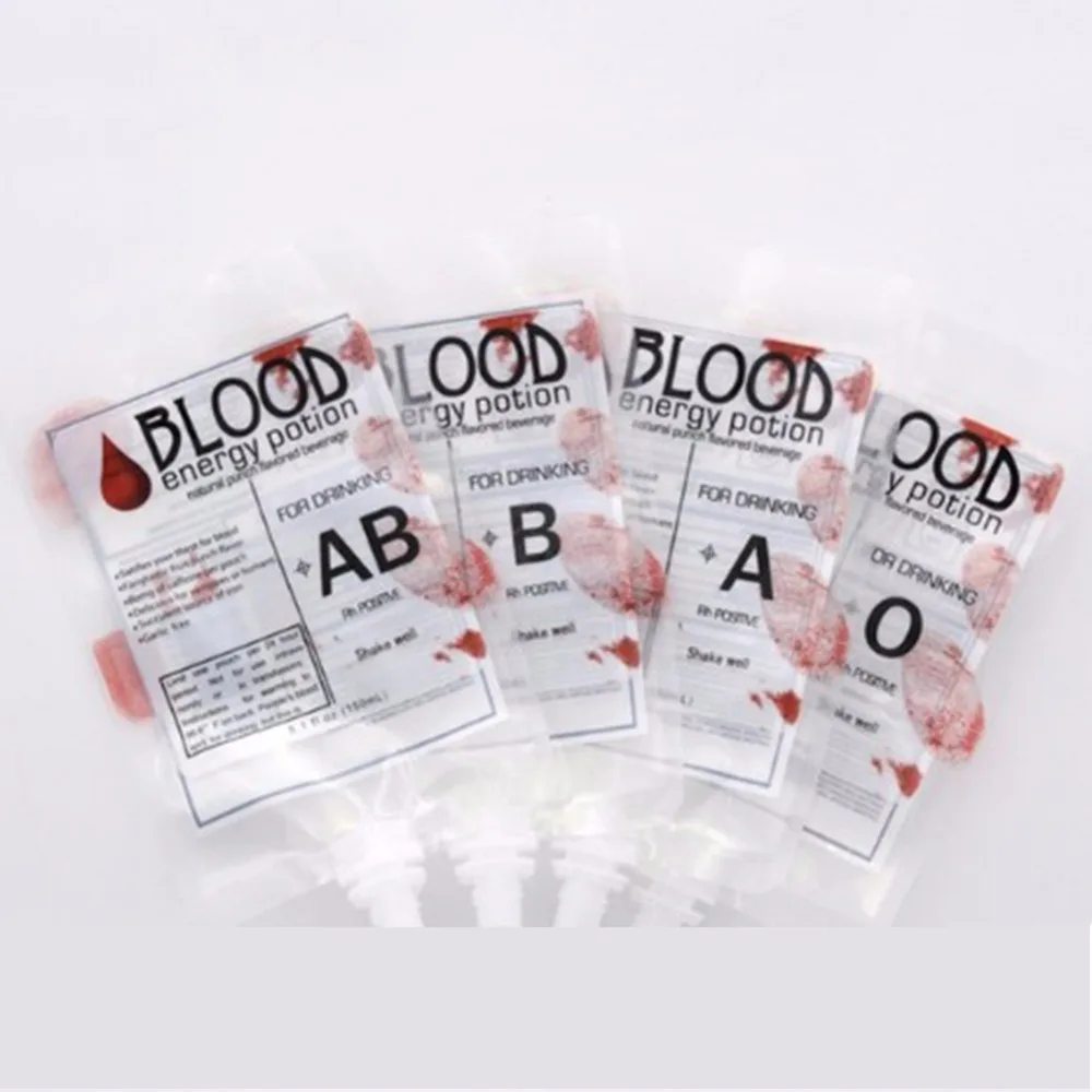 250 мл 5 tyles прозрачный медицинский ПВХ материал многоразовый пакетик для энергетических напитков Хэллоуин вампир сумка реквизит