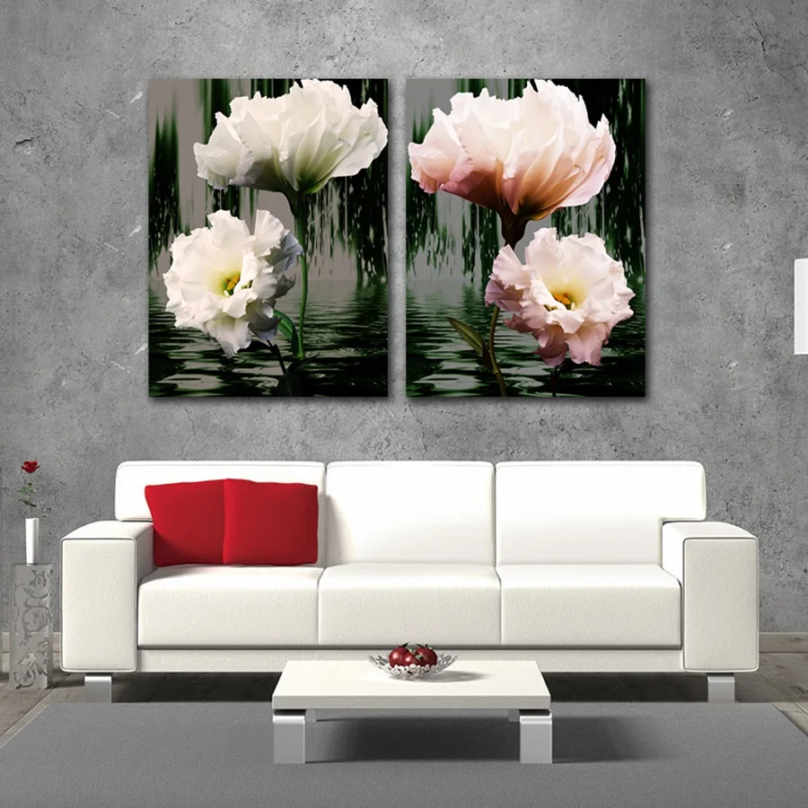 

Nordic Canvas Wall Art Poster Beautiful Pink and White Flower Printed Painting for Living Room Home Decoration Modular Pictures