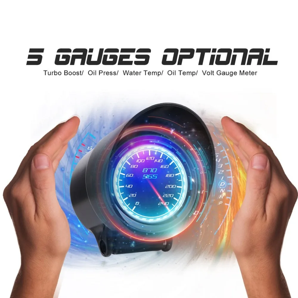 

Red Light 2.5 Inch 60mm DEFI BF Racing Car Turbo Boost Oil Press Water Temp Oil Temp Volt Tachometer Gauge Meter