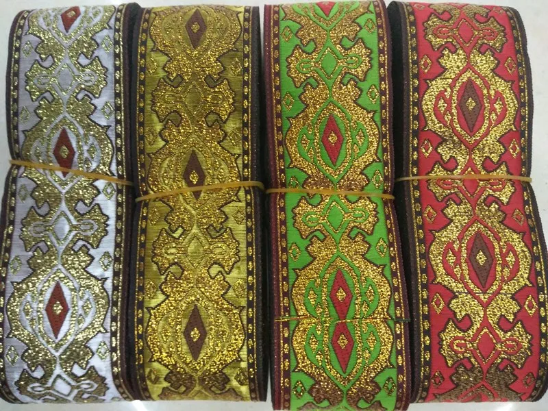 

10yards/lots Woven Jacquard Ribbon 5cm Geometric pattern LS-6400
