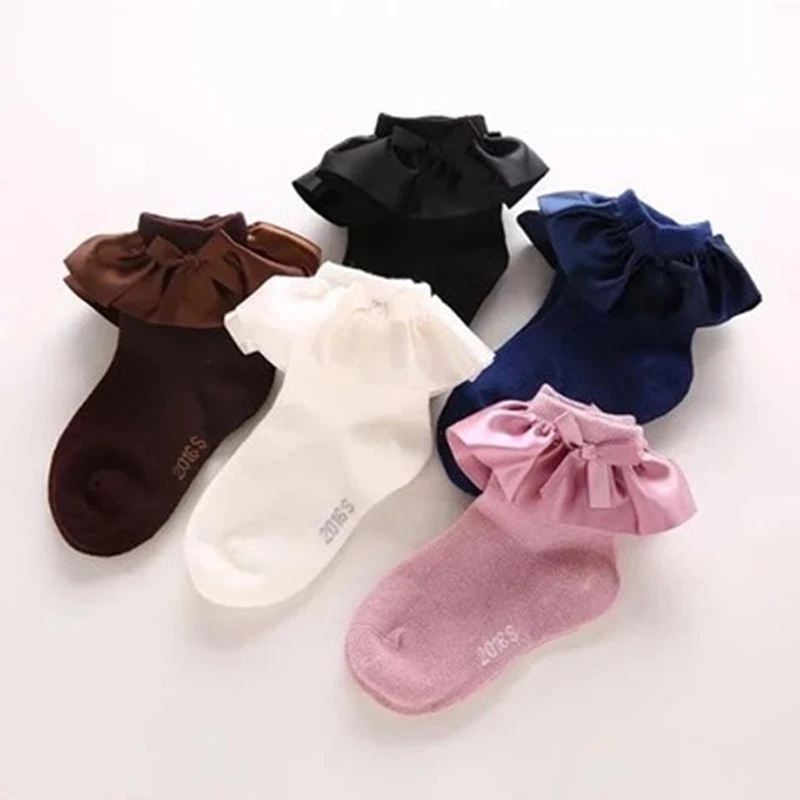 Носки детские хлопковые однотонные носки с бантом для девочек Meias, модные весенне-осенние носки для маленьких девочек детские носки для детей от 2 до 9 лет
