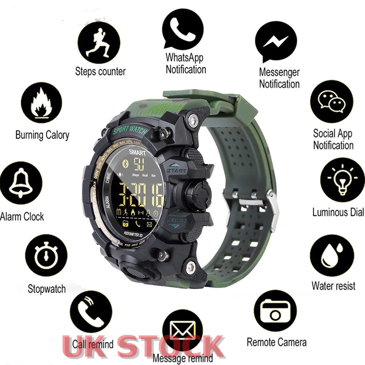 

Bluetooth Smart Watch Wrist Waterproof Phone Mate For Android Samsung IOS iPhone
