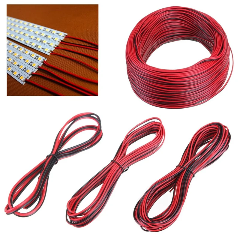 

Electrical Wire Tinned Copper 2 Pin AWG 22 insulated PVC Extension LED Strip Cable Red Black Wire Electric Extend Cord