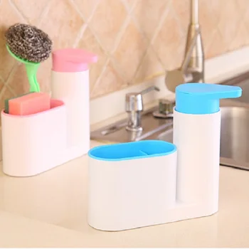 

2 in 1 Multifunctional Kitchen Storage Sink Compartment Washing Sponge Brush Sink Detergent Soap Dispenser Bottle Kitchen Gadget