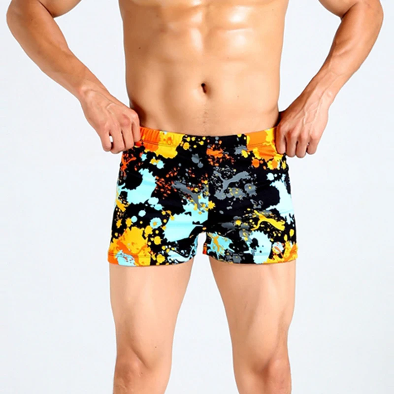 Plus Size L 3XL Swimwear Men Swimsuit Colorful Printed Swimming Trunks Boxers Bathing Suit Male