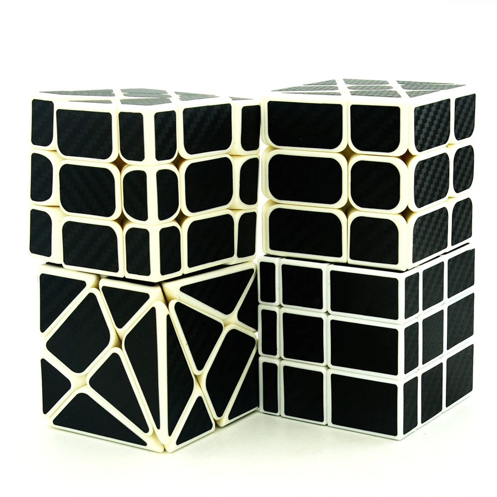 

Lefun Magic Cube Gift Pack(4pcs/set,Including Mirror Block,Windmill,Fisher,Axis Cube)White Body With Black Carbon Fibre Sticker