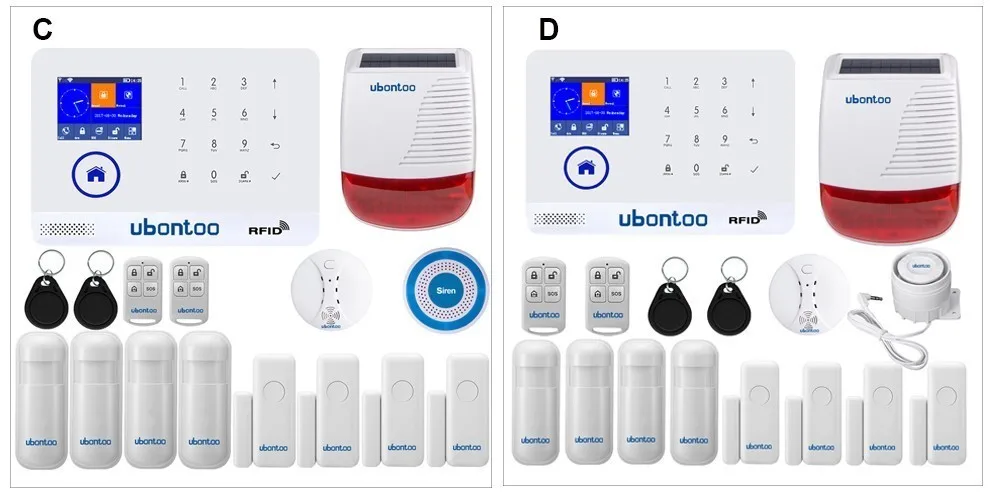 UBONTOO EN RU ES PL DE FR он переключаемый беспроводной домашней безопасности wifi GSM GPRS Сигнализация приложение пульт дистанционного управления RFID Arm/Disarm