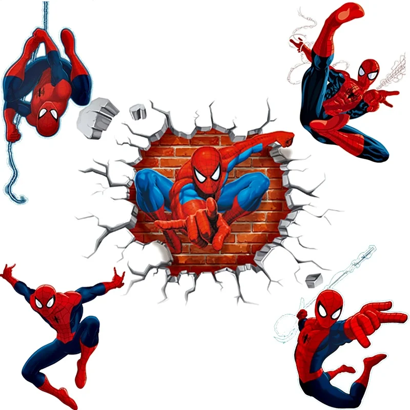 3d effect hero spiderman wall stickers for kids rooms nursery home decor cartoon decorative wall decals pvc poster diy mural art