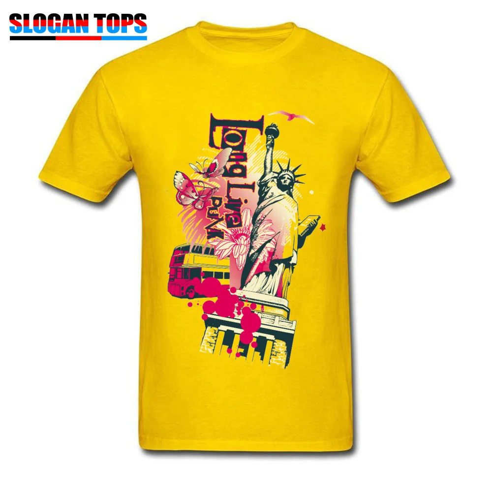 T Shirt 392018925Y Tops Shirt Summer Fall Fitted Unique Short Sleeve Pure Cotton O-Neck Men Top T-shirts Unique 392018925Y yellow