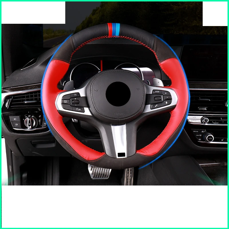 

lsrtw2017 carbon fiber real leather car steering wheel cover for bmw 5 series 520 525 530 535 540 550 G30 G31