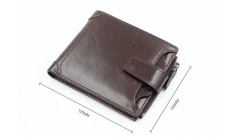 MJ Men's Genuine Leather Wallets Quality Male Short Wallet Real Leather Bi-Fold Wallet Card Holder Coin Purse Coffee Black Khaki (1)