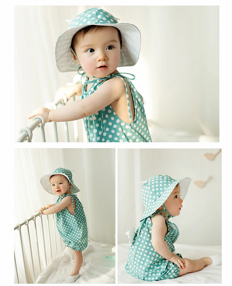 Dots Polka Baby Hat Cute Ears Baby Sun Hat Cotton Bucket Hat Toddler Boy Girl Hat Fashion Outdoor Fisher Hat Baby Girls Clothing (11)