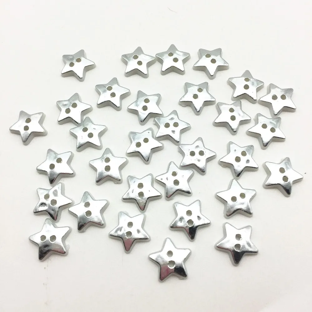Buy 500pcs Silver Christmas Star Buttons Plastic 2