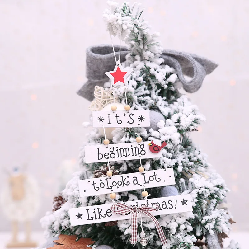

Nice Xmas Tree Hanging Wooden Pendant Ornaments Merry Christmas Decorations for Home Tree 2018 Natal Navidad New Year Diy Crafts