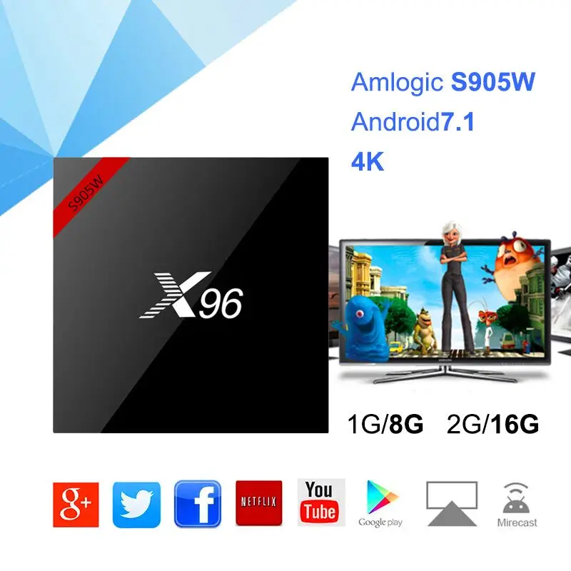 

X96W Amlogic S905W Original Android 7.1 Smart TV BOX HD2.0 4K*2k 2.4GHz WIFI 2G16GB Set top box Media Player pk x96MIINI