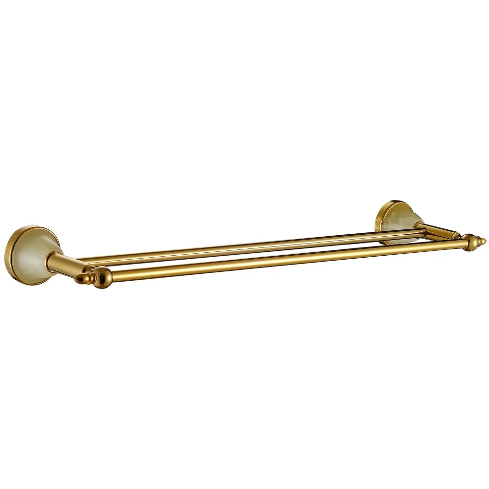 

Gold Double Towel Bars Sapphire Based Hanging Holder Home Decor 304 Stainless Steel and Copper Bathroom Tiered Towel Racks/Rails
