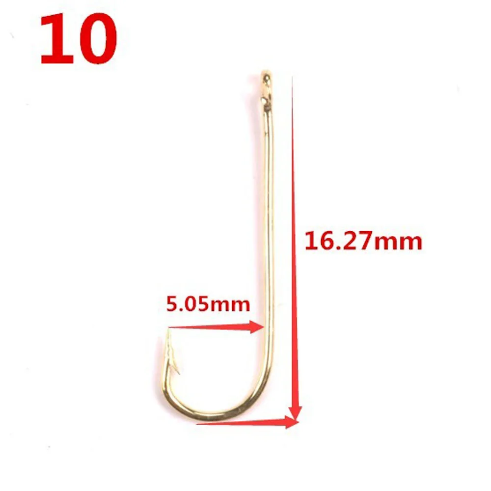 25 Pcs Aberdeen Hooks Long Shank Gold Fishing Hook Saltwater
