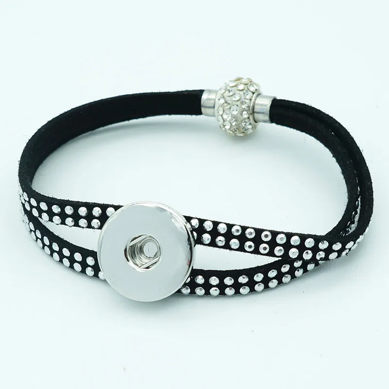 

New SE0167 Fashion 5colors velvet rhinestone&Clay Magnet buckle snap bracelet 19cm fit 18MM snap button snap jewelry