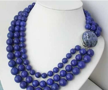 

Free Shipping Hot sale >>>>>v3row 10-14mm blue nature round lapis lazuli bead necklace